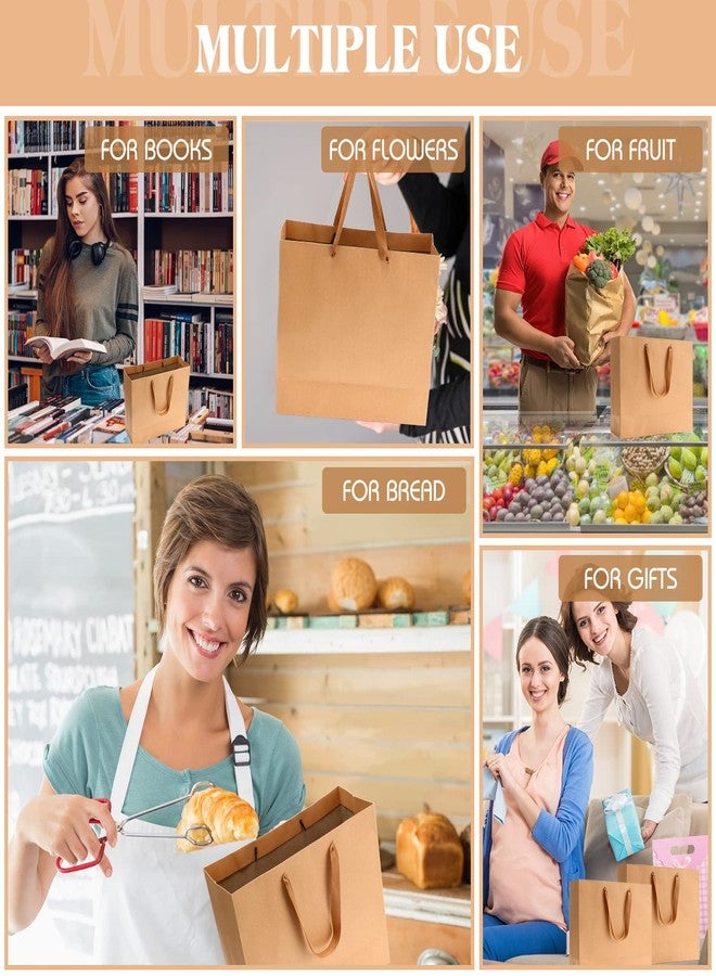 PerKoop 40 Pack Kraft Gift Bags Handled Paper 4 Sizes Goodie Bags with Handles Gift Wrap Dessert Shopping Sacks for Business Party Favors(Horizontal,Brown) - Image 4